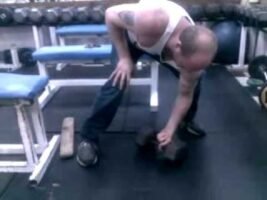 60 l/b One Finger Dumbell Curl (wow gotta see this)