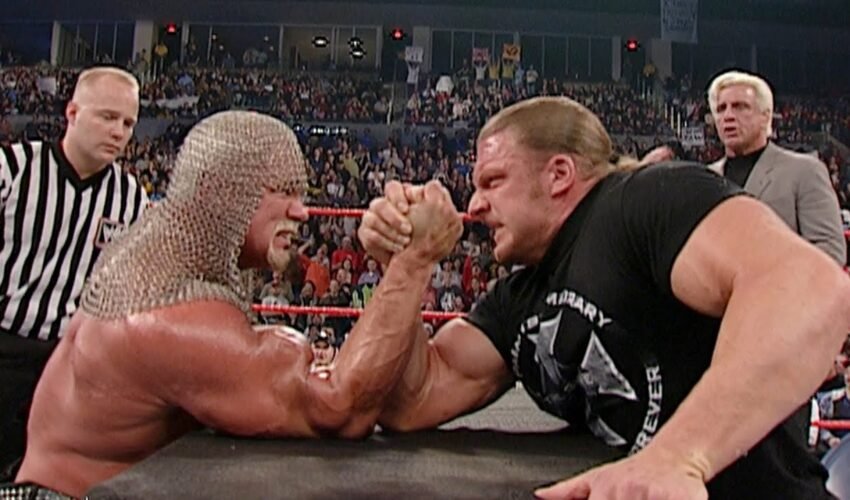 Scott Steiner vs. Triple H — Arm Wrestling Match: On this day in 2002
