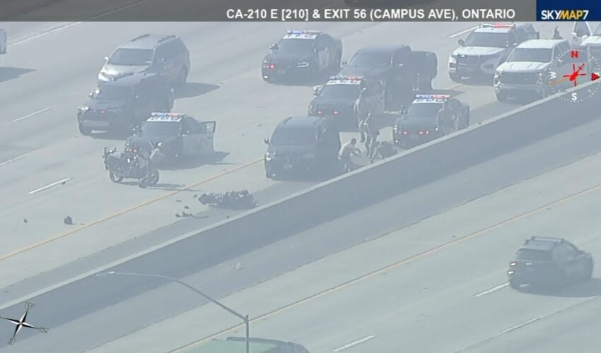 High-speed motorcycle chase ends in violent crash on Southern California freeway