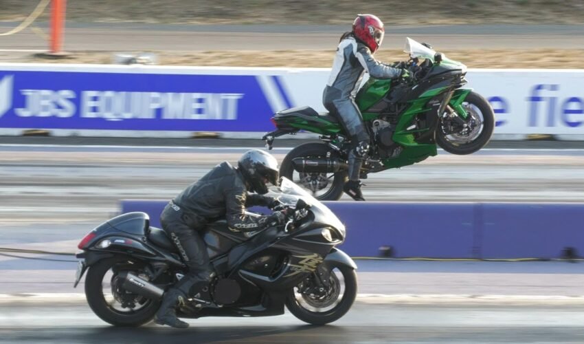 Ninja H2 SX vs Hayabusa – superbikes drag racing