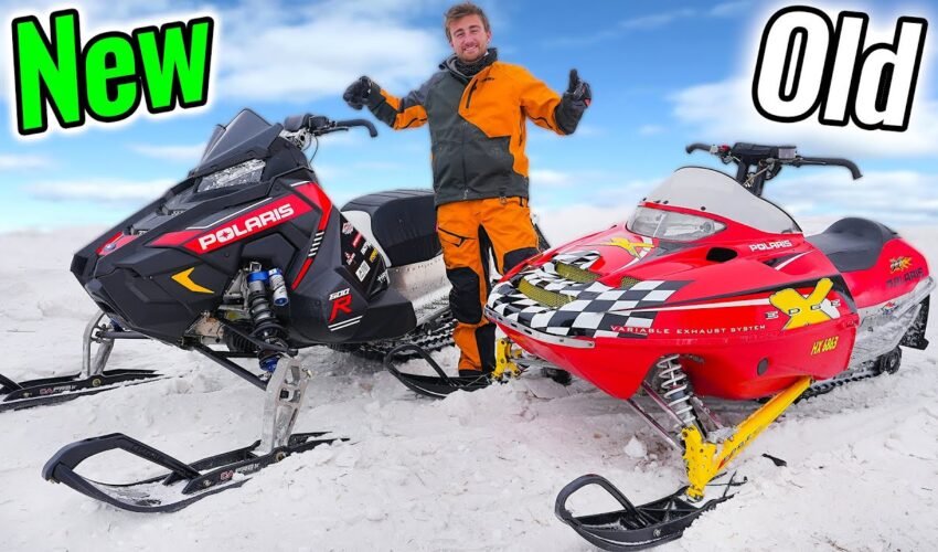 Old vs. New Snowmobiles on Backyard Track!