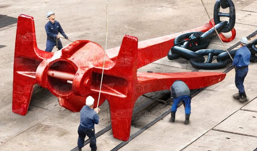 The Hypnotic Process of Installing Gigantic Anchor into US Aircraft Carrier
