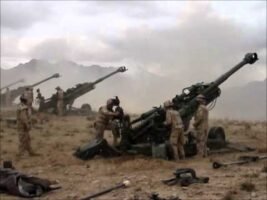 Four Canadian Artillery Guns Firing in Afghanistan