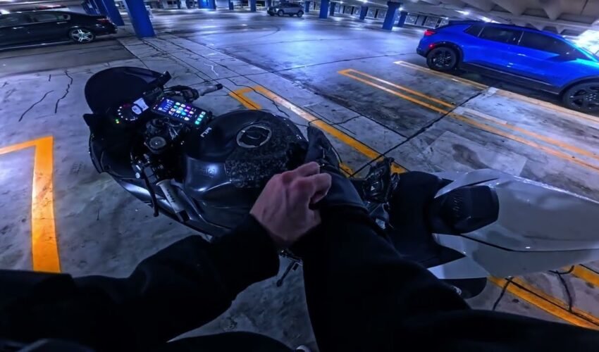 POV Kawasaki Ninja ZX6R Night Ride (Pure sound no music)