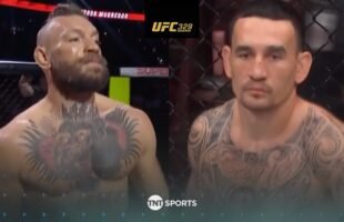 Conor McGregor & Max Holloway staredown across the Octagon at #UFC329