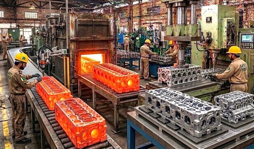 Industrial Cylinder Head Manufacturing || Complete Casting & Machining Process