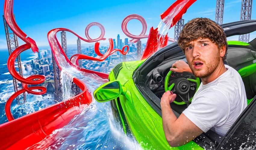 Testing CARS vs HUGE WATERSLIDES..