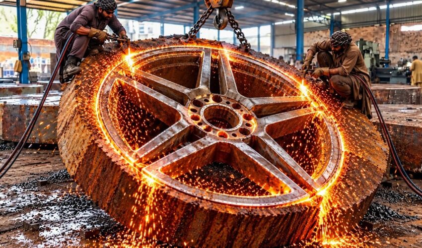 HOW ALLOY WHEELS ARE MADE FROM MASSIVE METAL BLOCKS | AMAZING INDUSTRIAL MANUFACTURING PROCESS!