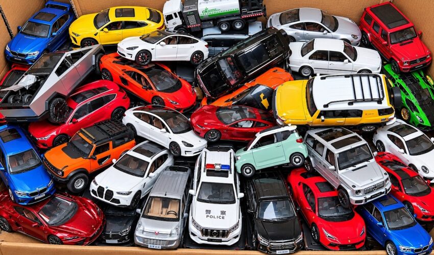 Satisfying Box Full of Diecast Cars – Toyota, BMW, Lamborghini, Honda, Ford, Lexus, Police, Tesla