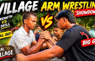 😱 Village Arm Wrestling 💪 || Small Guy vs Big Guy 🔥 #armwrestling